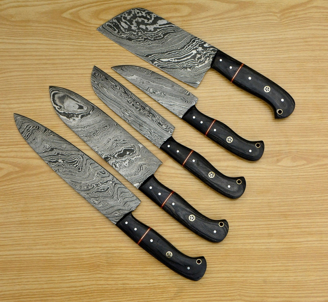 CUSTOM HANDMADE DAMASCUS Chef Knives Set Of 5 Pcs Damascus Chef Knife Damascus Kitchen Knives Christ