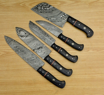 CUSTOM HANDMADE DAMASCUS Chef Knives Set Of 5 Pcs Damascus Chef Knife Damascus Kitchen Knives Christ