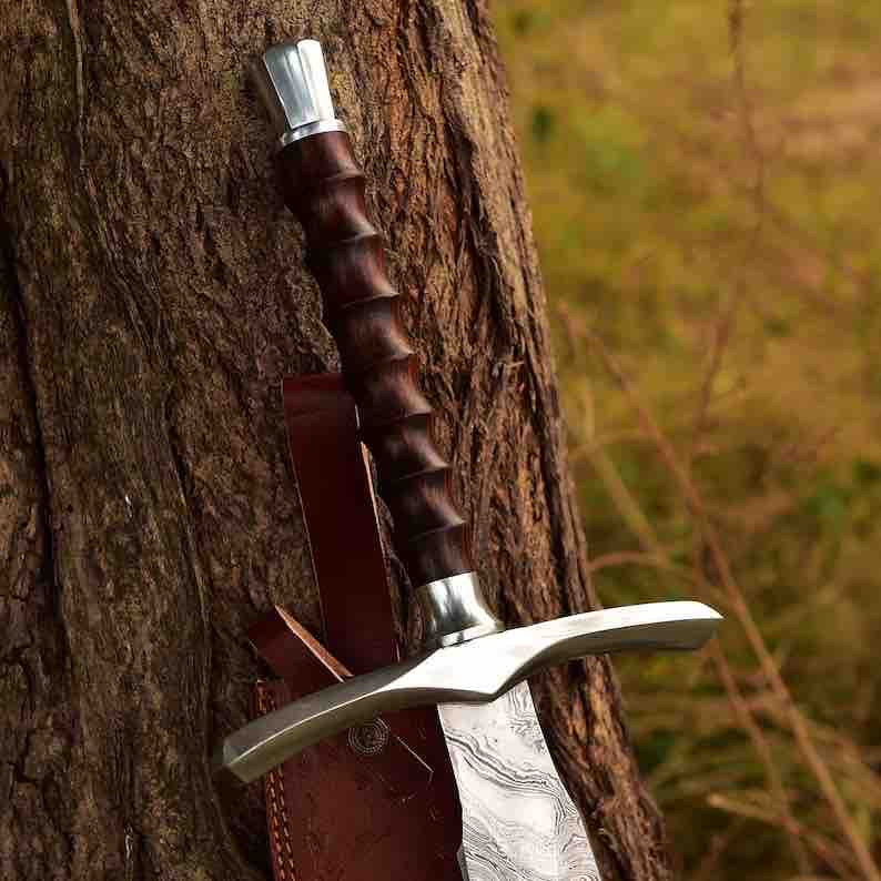 Hand Forged Battle Ready Damascus Steel Sword  Vikings Sword  Replica Sword  Groomsmen Gift  Christm