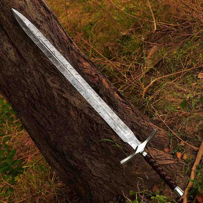 Hand Forged Battle Ready Damascus Steel Sword , Vikings Sword , Replica Sword , Groomsmen Gift , Christmas Gift