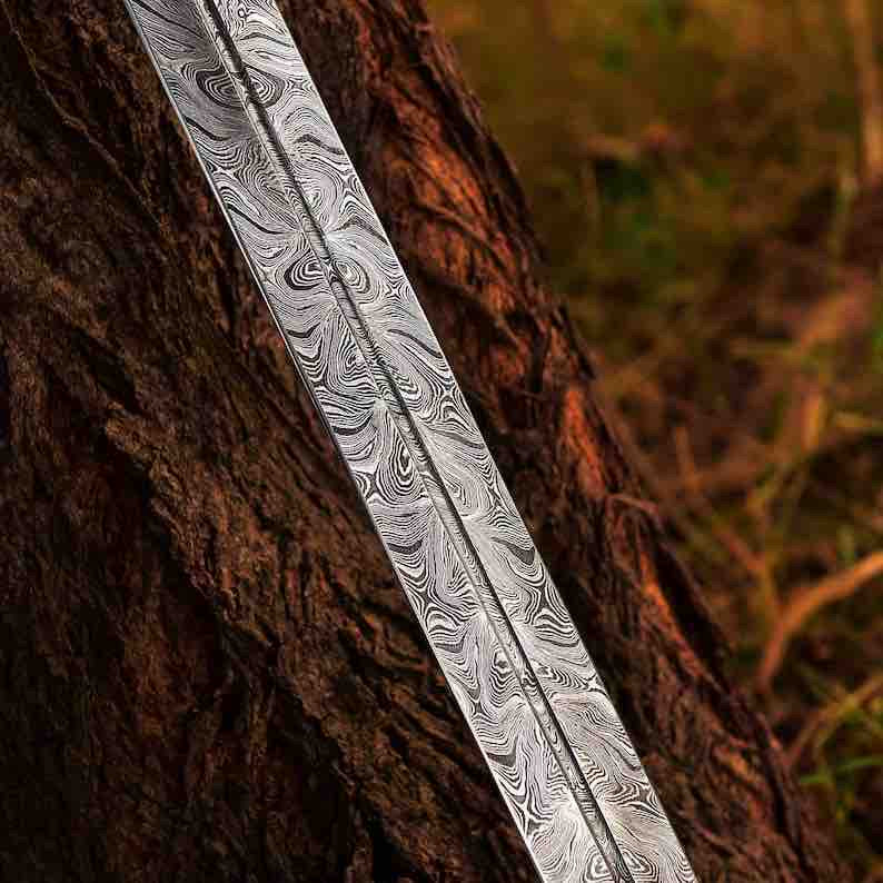 Hand Forged Battle Ready Damascus Steel Sword  Vikings Sword  Replica Sword  Groomsmen Gift  Christm