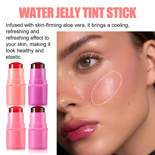 Cooling Water Jelly Lip Stain & Cheek Stain - Hydrating, Long-Lasting 3
