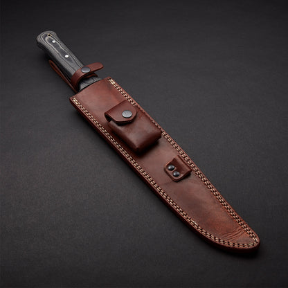 Custom Handmade Hunting Sword With D2 Tool Steel Blade And A Leather Sheath  3