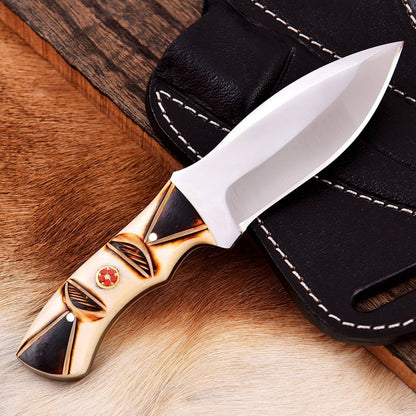 Custom Handmade J2 Steel Hunting Knife Bone Handle Camping Knife Survival Tool  Hunting Knife Fathers Day Gift Gif 1