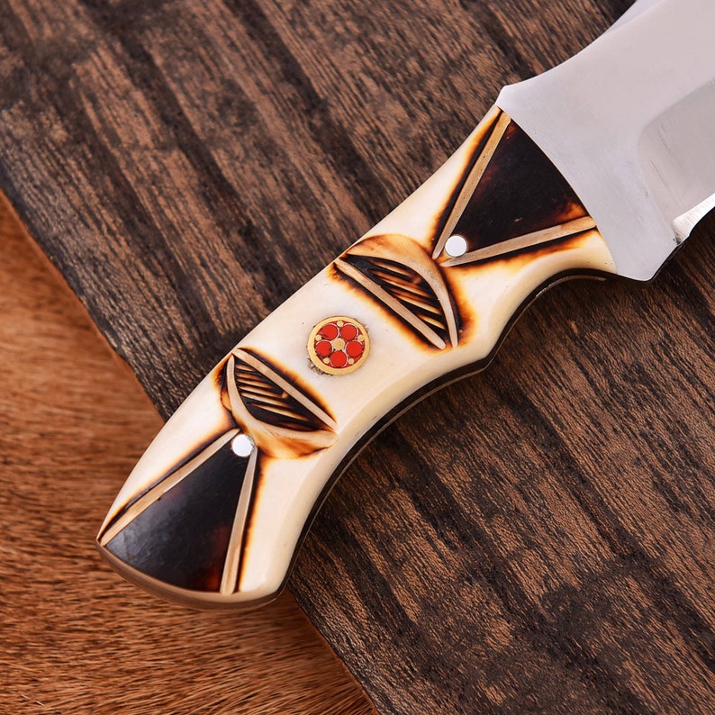 Custom Handmade J2 Steel Hunting Knife Bone Handle Camping Knife Survival Tool  Hunting Knife Fathers Day Gift Gif 2