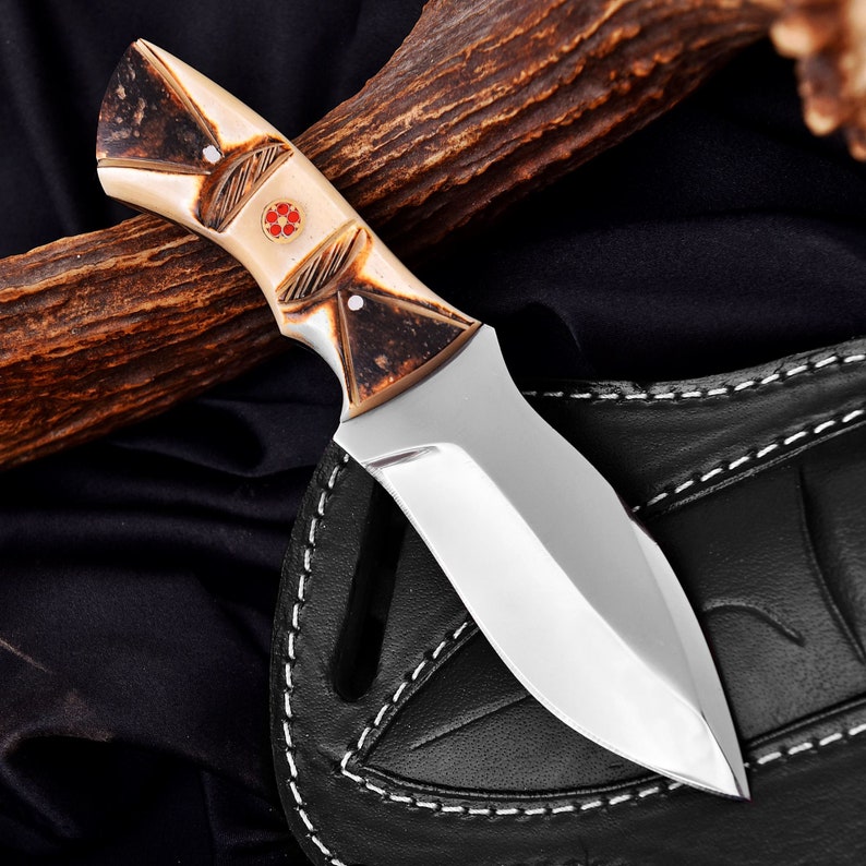 Custom Handmade J2 Steel Hunting Knife Bone Handle Camping Knife Survival Tool  Hunting Knife Fathers Day Gift Gif 5