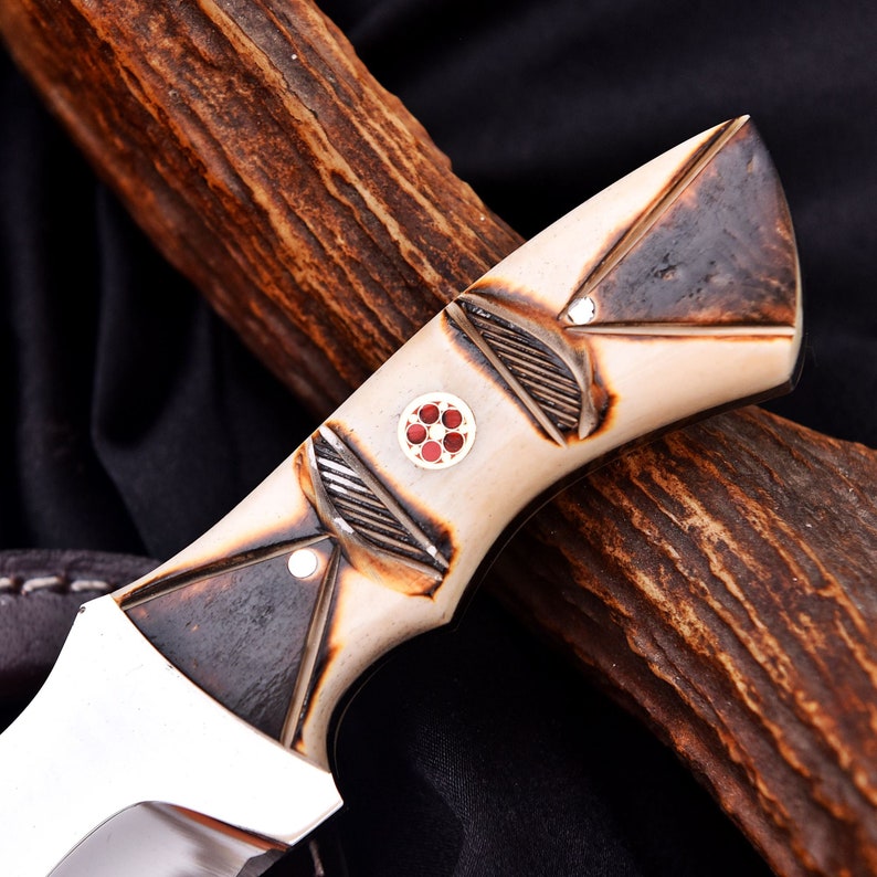 Custom Handmade J2 Steel Hunting Knife Bone Handle Camping Knife Survival Tool  Hunting Knife Fathers Day Gift Gif 6
