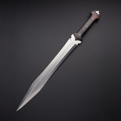 Custom Handmade D2 Tool Steel Hunting Sword  Leather Sheath 1