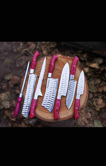 Personalized Handmade Chef Knives Set 7Pcs Perfect Gift For Cooking Lovers Gift For Husband Gift For Wedding Couples 2