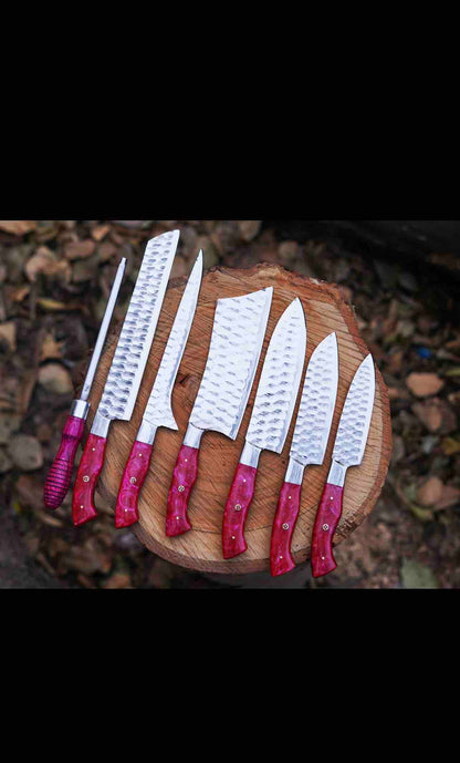 Personalized Handmade Chef Knives Set 7Pcs Perfect Gift For Cooking Lovers Gift For Husband Gift For Wedding Couples 3