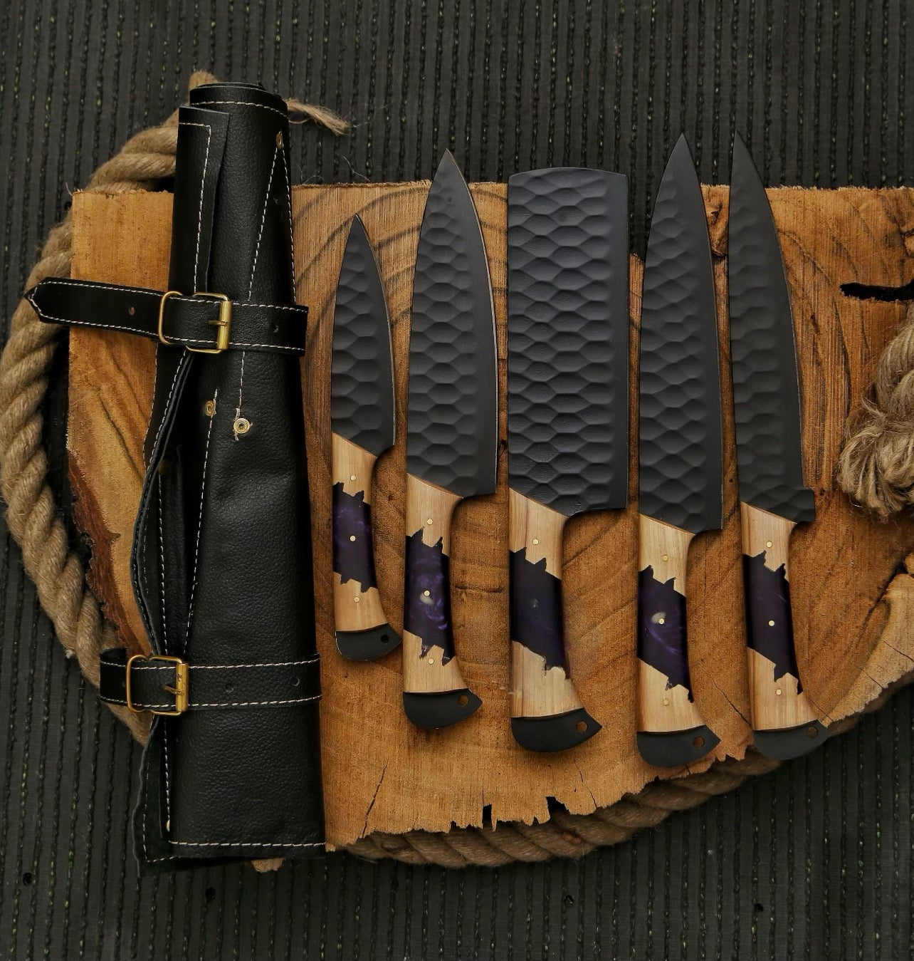 Hand Forged Carbon Steel Chef Knife Set Of 5 Pcs BBQ Knive Set Kitchen Knives 1