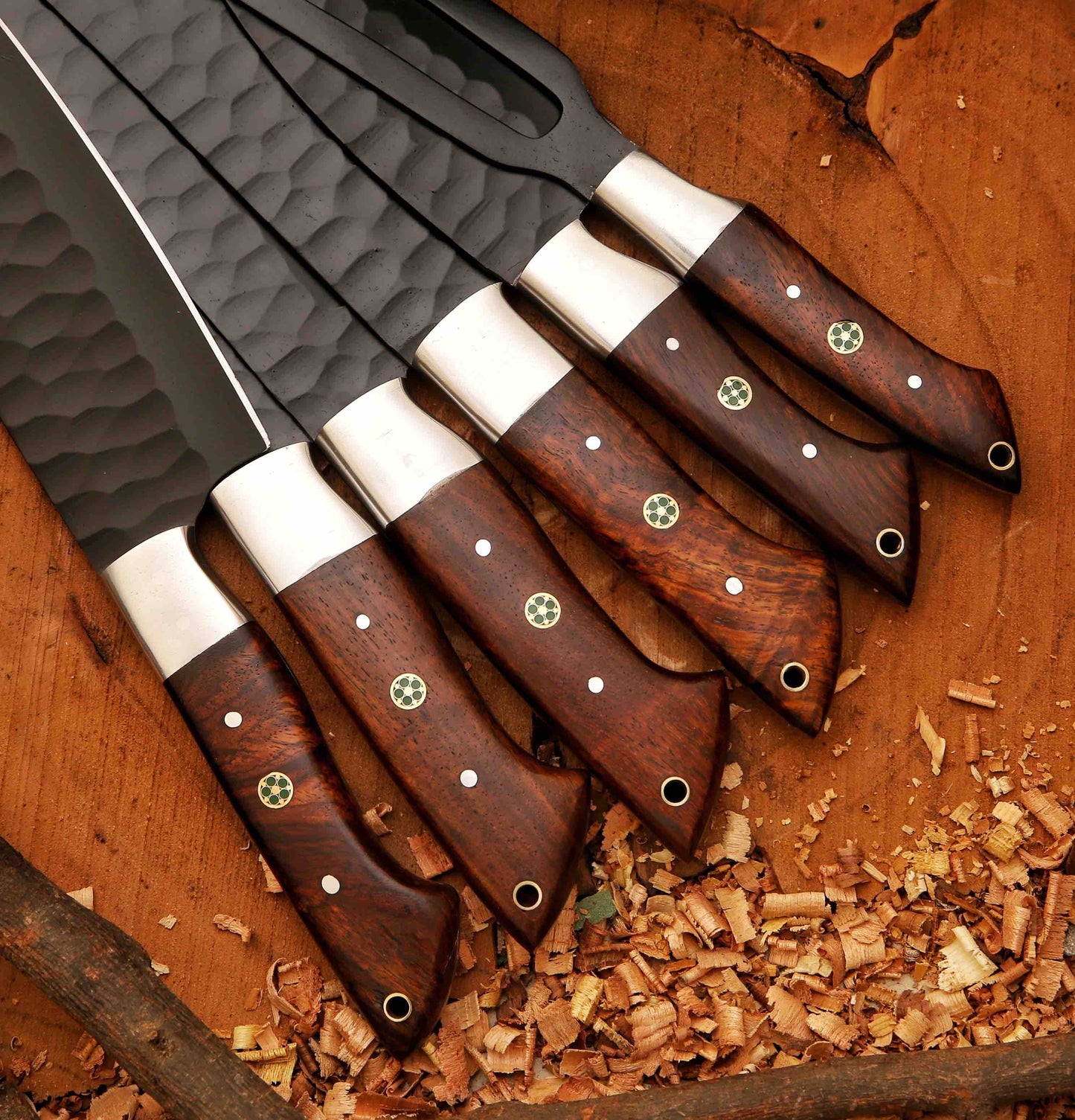 Hand Forged 5pcs Damascus Steel Chef Set Damascus Knife Set Chef Knife Set Damascus Kitchen Knife Set Personalised Gi 2
