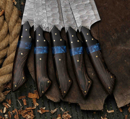 Etched J2 Steel Chef Knife J2 Kitchen Knife With Turquoise  Wenge Wood BBQ Boning Slicing Knife Gift