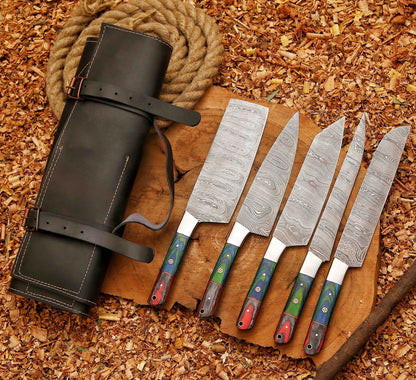 Handcrafted San Mai Damascus Chef Knife Set 5Piece near me