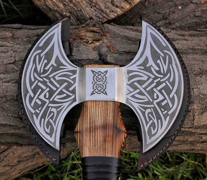 Double Headed Viking Axe Bearded Axe Hand Forged Steel Double Blade Viking Axe Gift For Him Christmas Gift 1