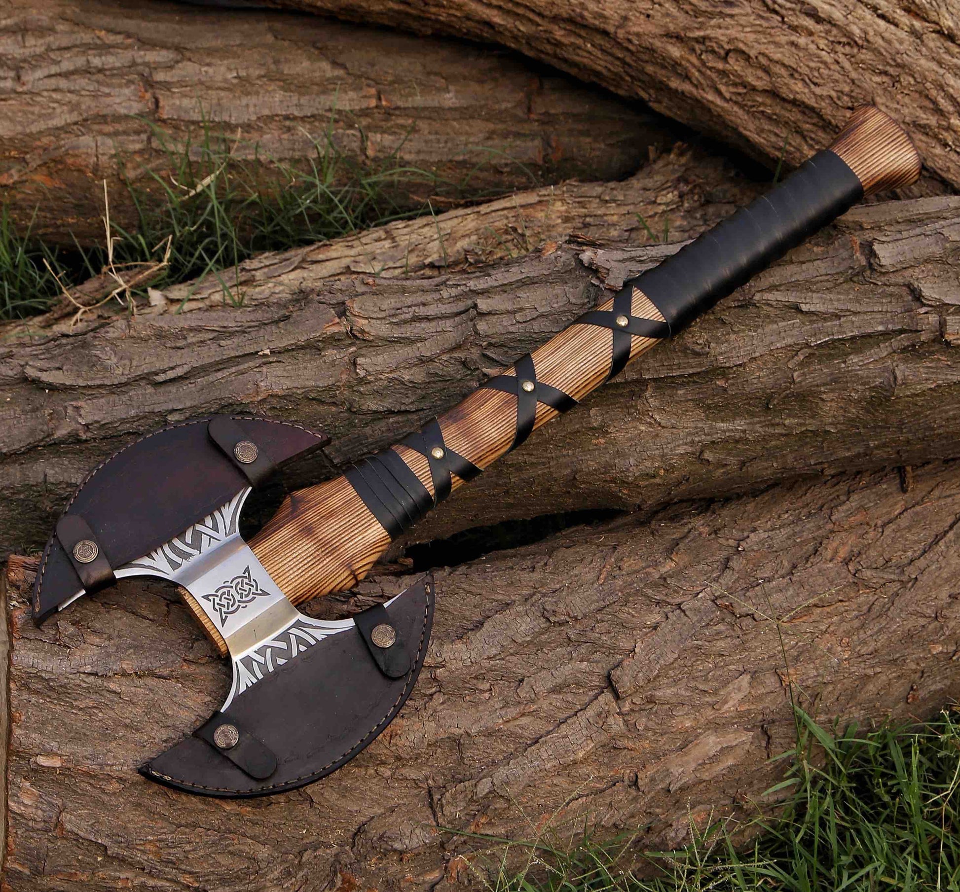 Double Headed Viking Axe Bearded Axe Hand Forged Steel Double Blade Viking Axe Gift For Him Christmas Gift 2