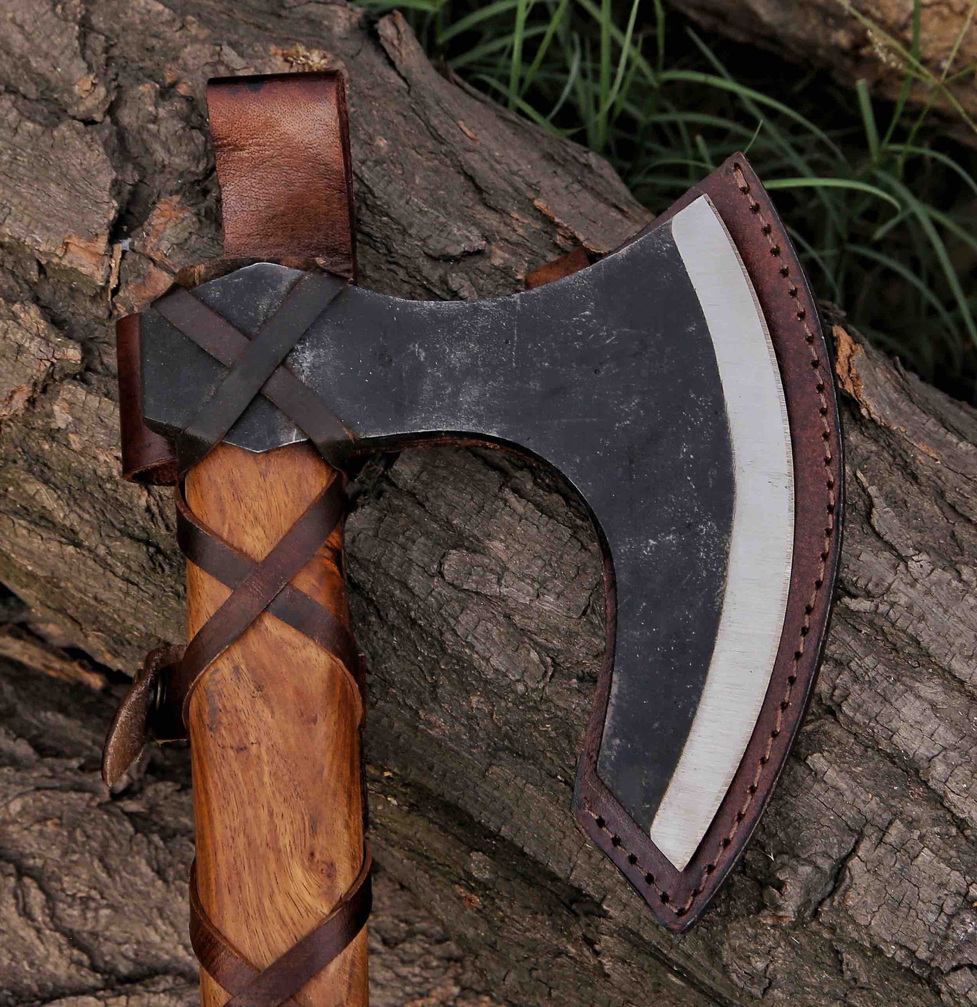 Viking Axe Bearded Axe Hand Forged Steel Double Blade Viking Axe