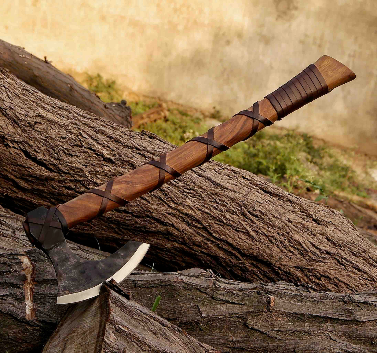 Viking Axe Bearded Axe Hand Forged Steel Double Blade Viking Axe