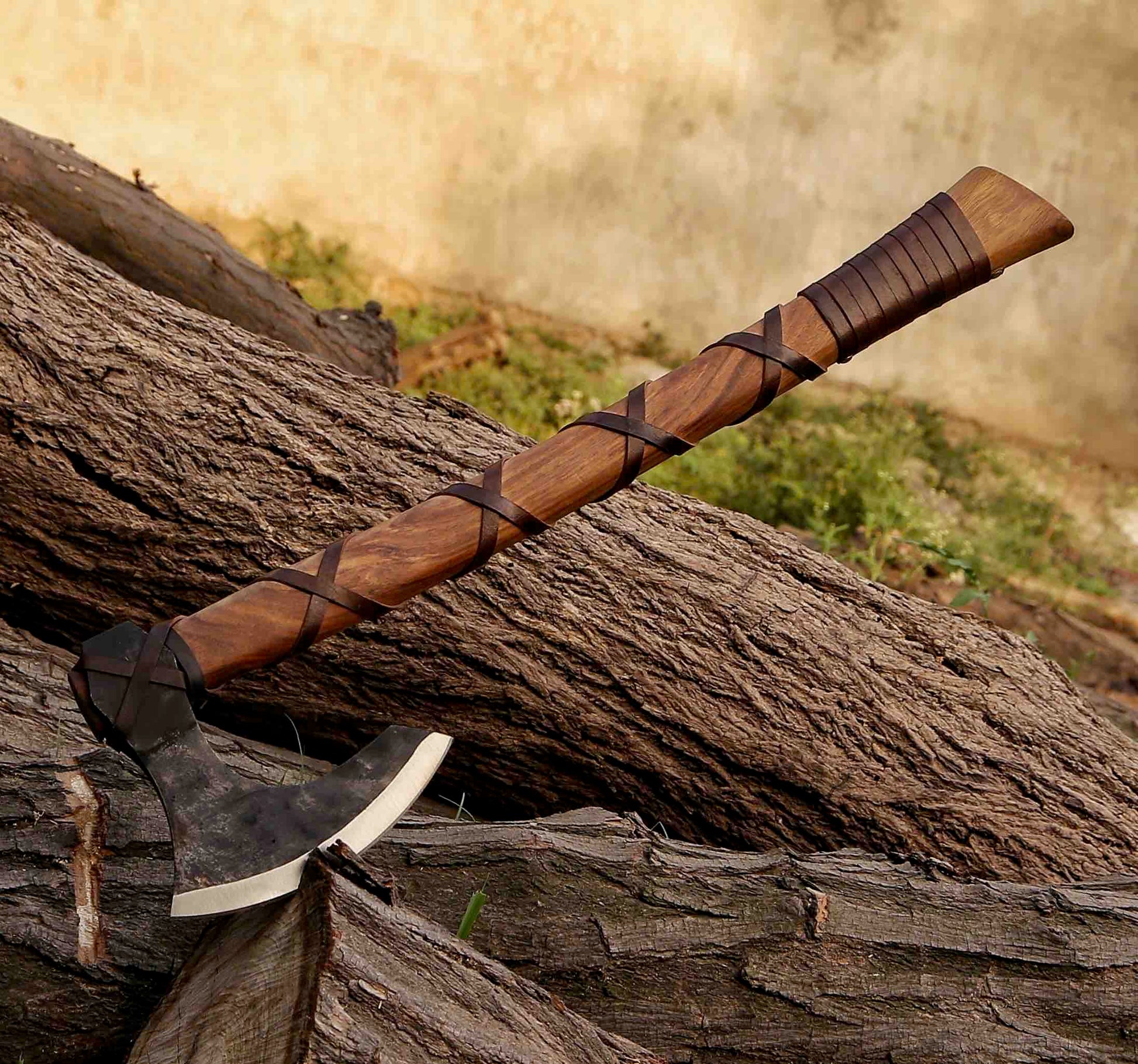 Viking Axe Bearded Axe Hand Forged Steel Double Blade Viking Axe