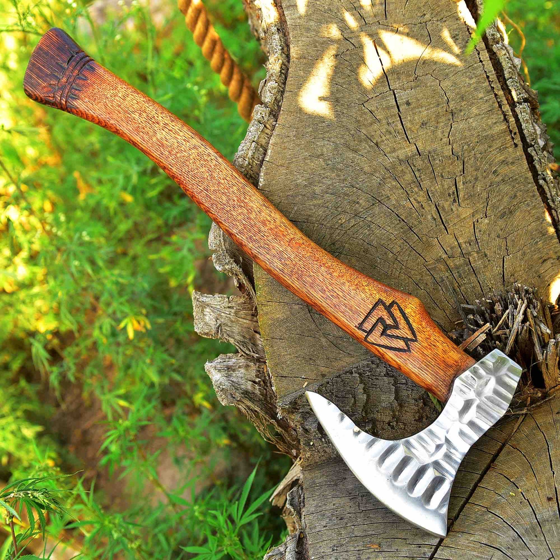 RAGNAR VIKING AXE Forged Camping Axe With Rose Wood Shaft Camping Axe Viking Bearded Nordic Handmade Gift For Bestman 2