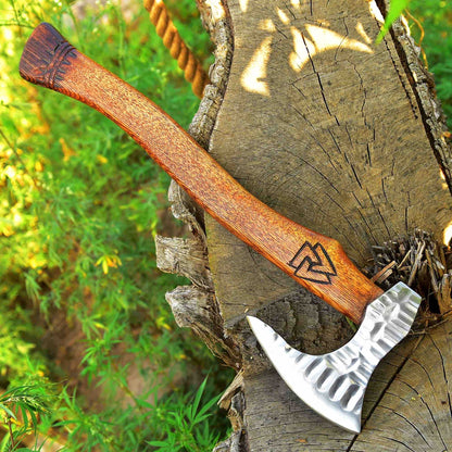 RAGNAR VIKING AXE Forged Camping Axe With Rose Wood Shaft Camping Axe Viking Bearded Nordic Handmade Gift For Bestman 2