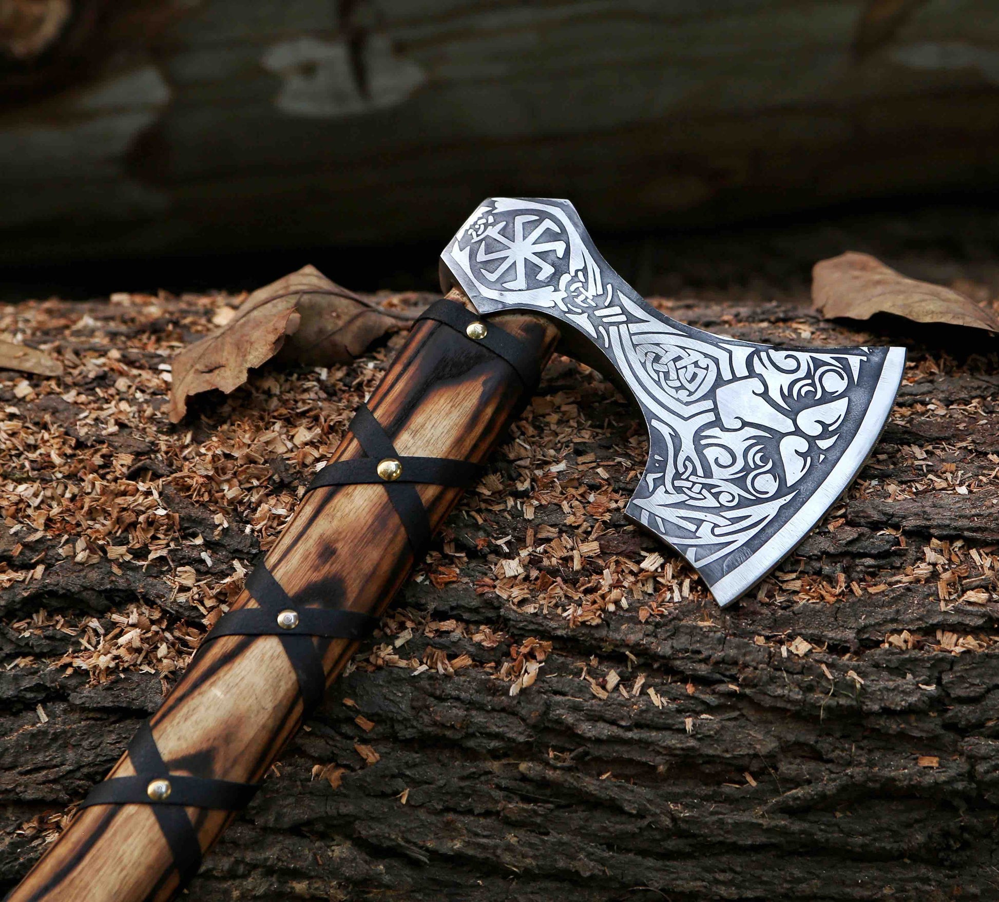 Genuine Viking Bearded Axeetched Axe Viking Axe With Leather Wrap And Leather Sheath Best Gift For M