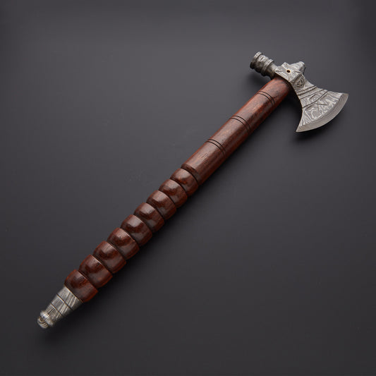 "Custom Handmade Beautiful Colors Steel Damascus Steel huntng Axe & pure cow hide leathe Sheath for Sale".
