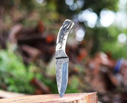 Hand Engraved Knife Premium D2 Steel Hunting Knife Unique Gift 1