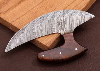 Damascus Chef Kitchen Ulu Knife Celtic Knot Handle Handmade Newly Designed Pizza Cutter Wooden Handle Birthday Gift Best