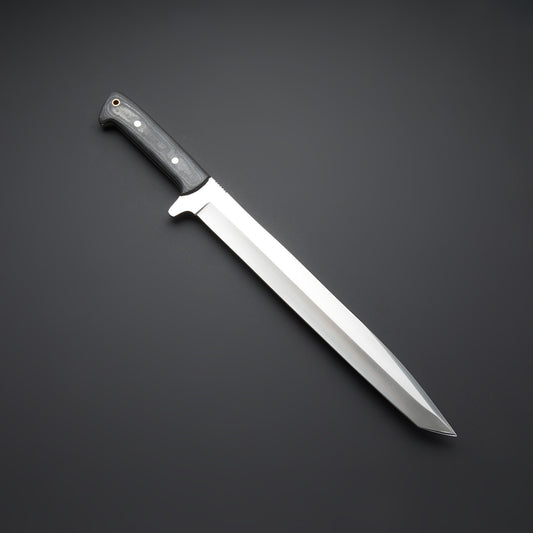 "Custom Handmade Beautifull D2 Tool Steel hunting sword with Multi Color Canvas Micarta Handle / gift for him"