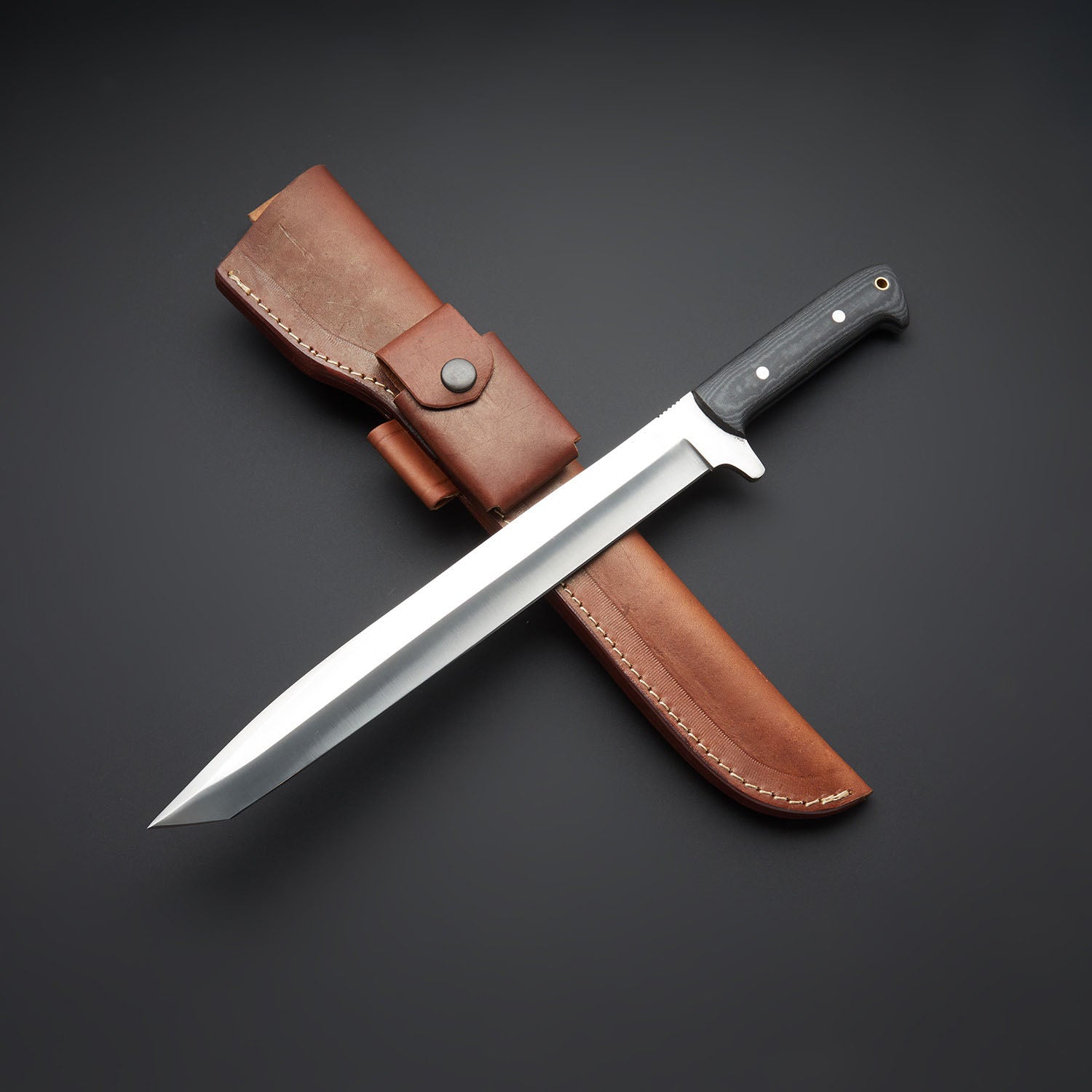 Custom Handmade Beautifull D2 Tool Steel Hunting Sword With Multi Color Canvas Micarta Handle  Gift 2
