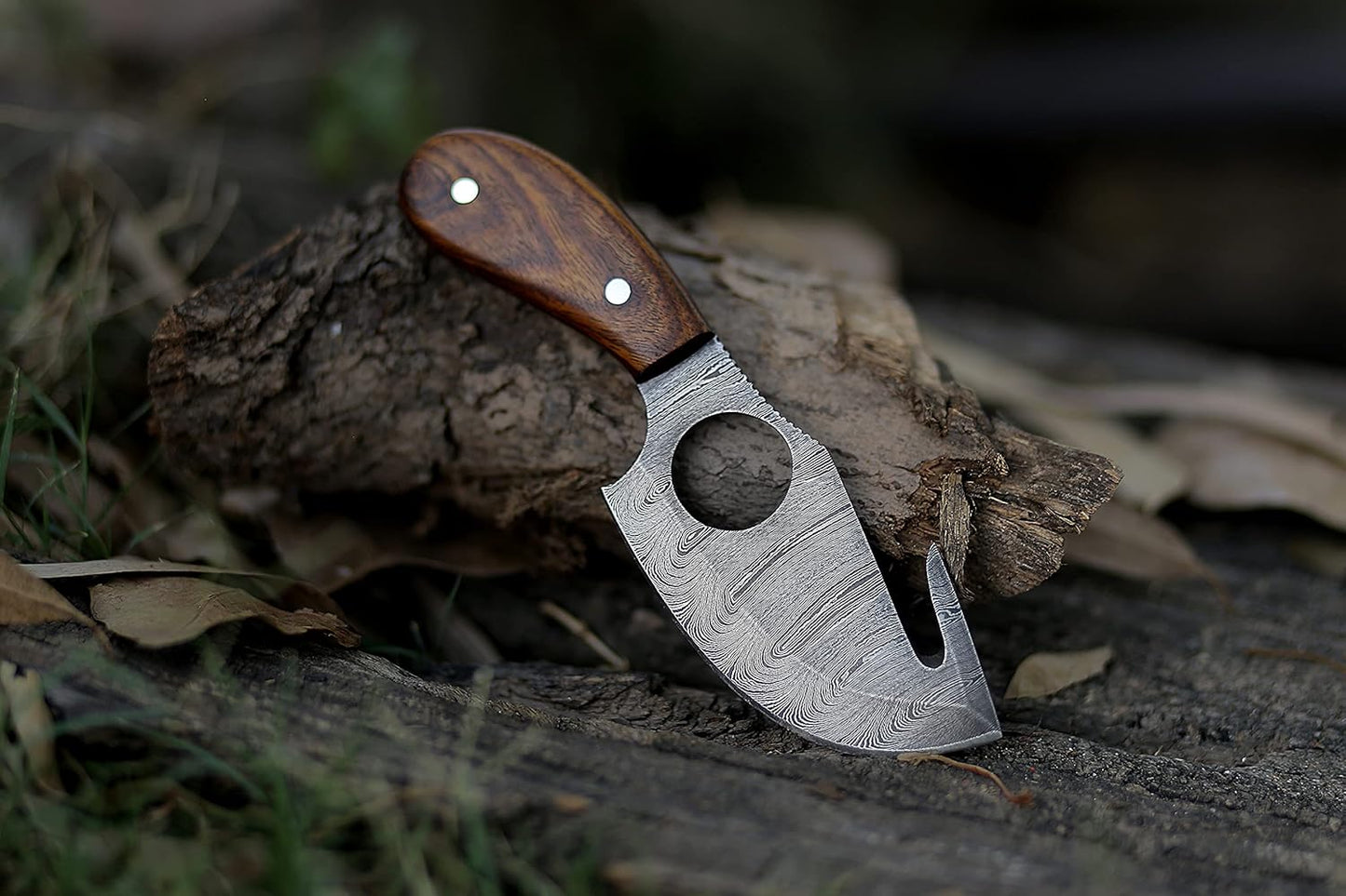 ALFARI Bushcraft Handmade Damascus Steel Fixed Blade Skinning Hunting Knife With Gut Hook Best For  1