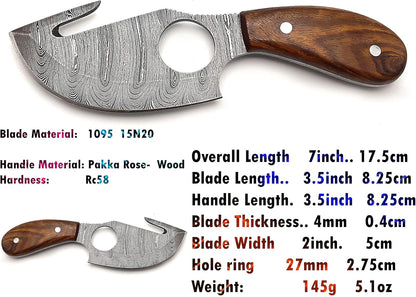 ALFARI Bushcraft Handmade Damascus Steel Fixed Blade Skinning Hunting Knife With Gut Hook Best For  2