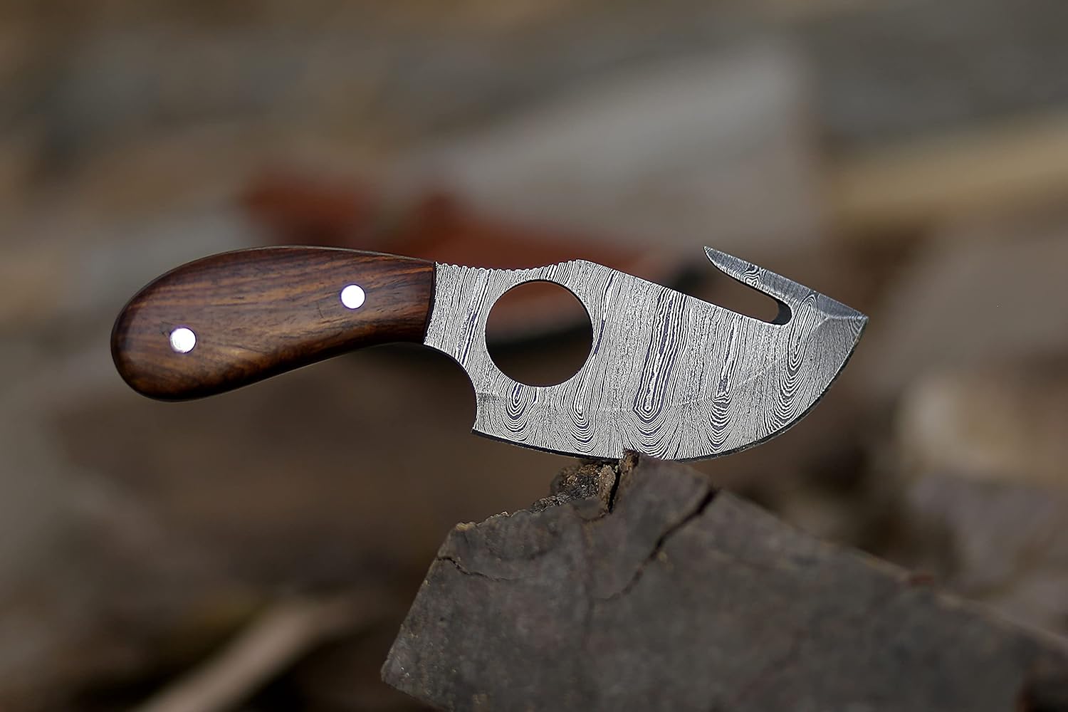 ALFARI Bushcraft Handmade Damascus Steel Fixed Blade Skinning Hunting Knife With Gut Hook Best For  5