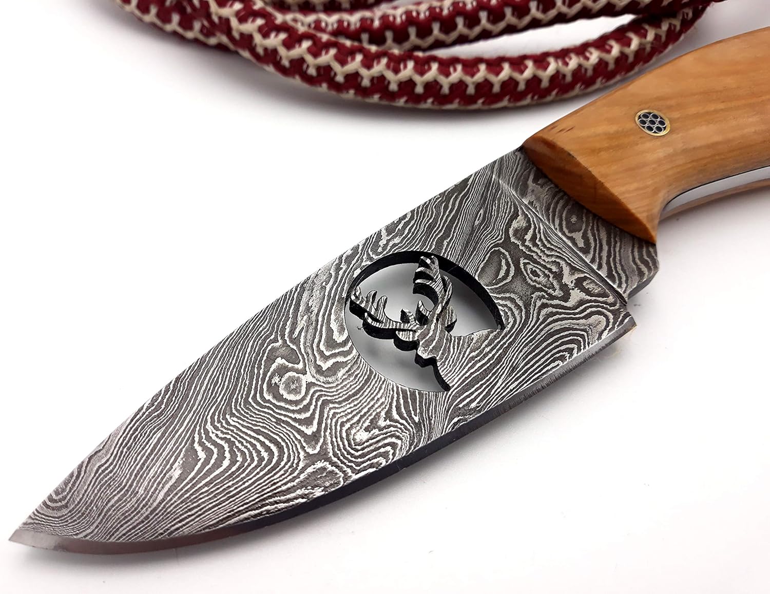 ALFARI Handmade Damascus Steel Fixed Blade Skinning Hunting Knife With Hunting Best For Outdoor Cam 1