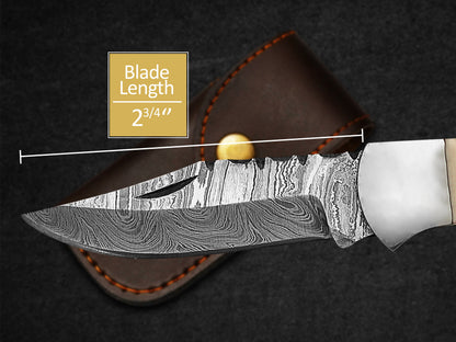 Groomsmen Knife Handmade Pocket Knife Damascus Folding Knife Stag Horn And Camel Bone Handle Grooms