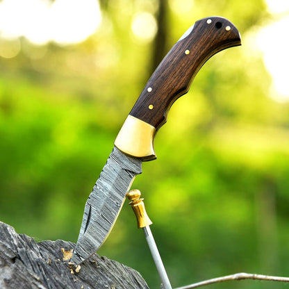 Handmade Damascus Folding Knife For Men  Damascus Hunting Knife With Sheath  Best For Edc Camping H 1