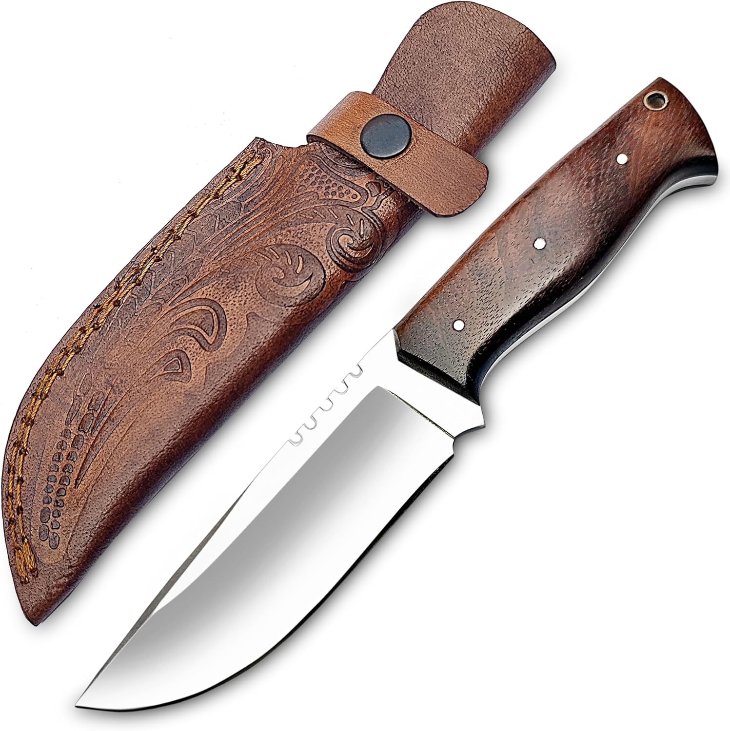 D2 Hunting Knife - 10 Inches Handmade Fixed Blade Knife with Leather Sheath - Perfect For Bushcraft Camping hunting