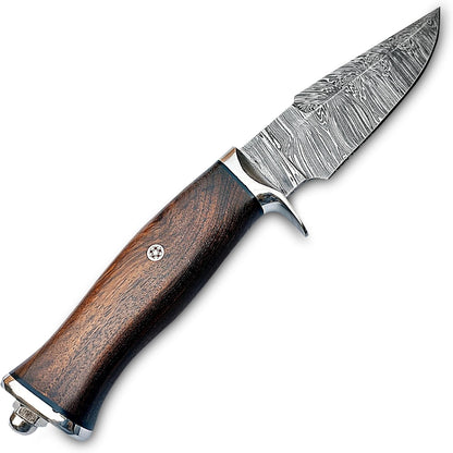 Damascus Hunting Knife Fixed Blade  10 Inches Handmade Knife With Leather Sheath And Wood Handle  P 2