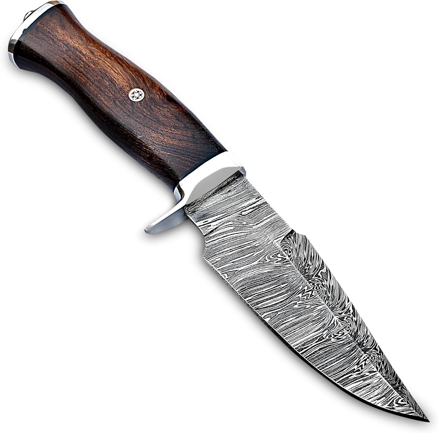 Damascus Hunting Knife Fixed Blade  10 Inches Handmade Knife With Leather Sheath And Wood Handle  P 3