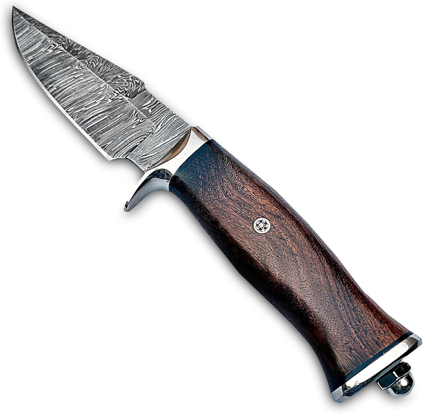 Damascus Hunting Knife Fixed Blade  10 Inches Handmade Knife With Leather Sheath And Wood Handle  P 5