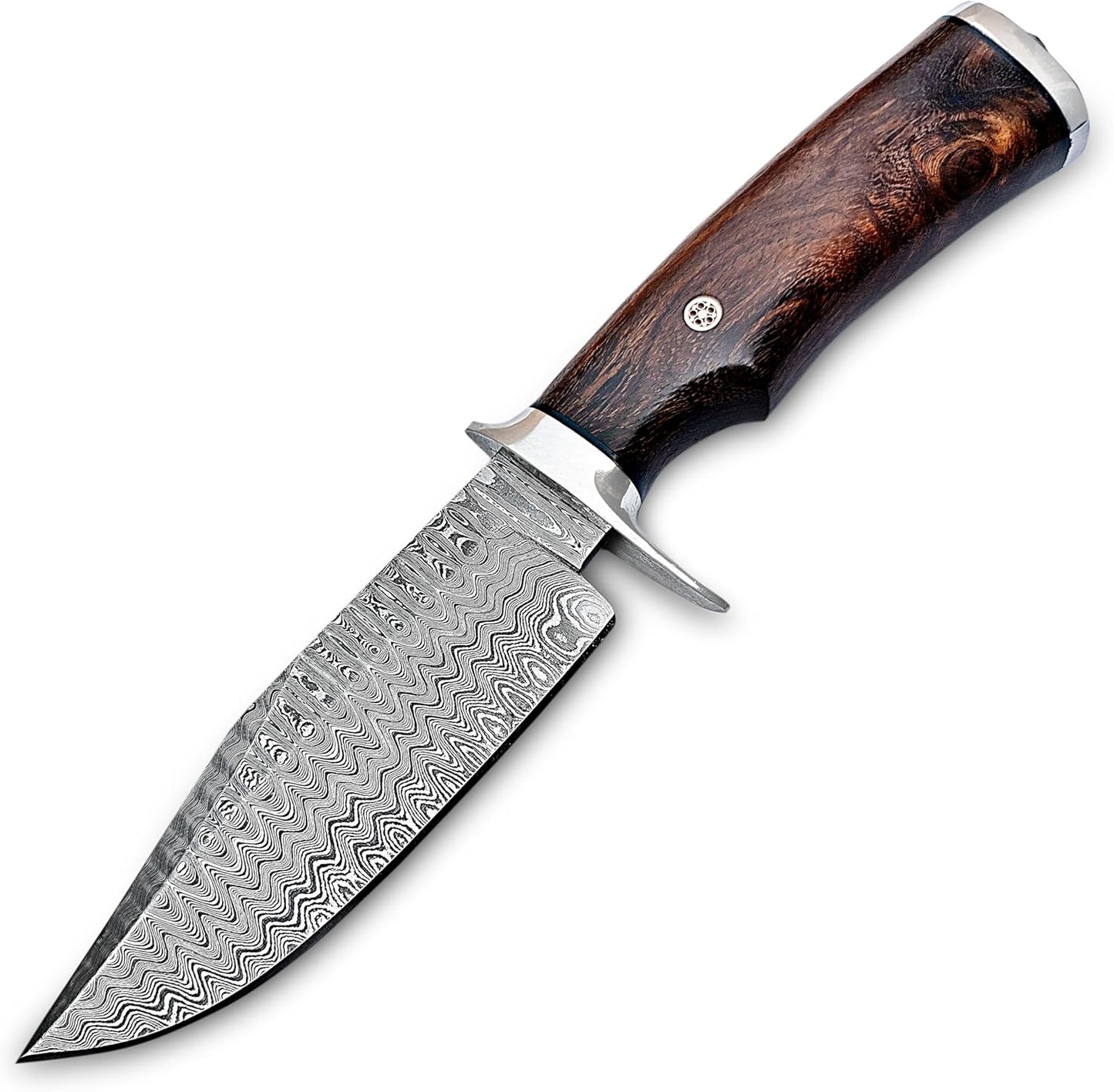 Handmade Damascus Hunting Knife  10 Inches Handmade Knife With Leather Sheath And Wood Handle 2