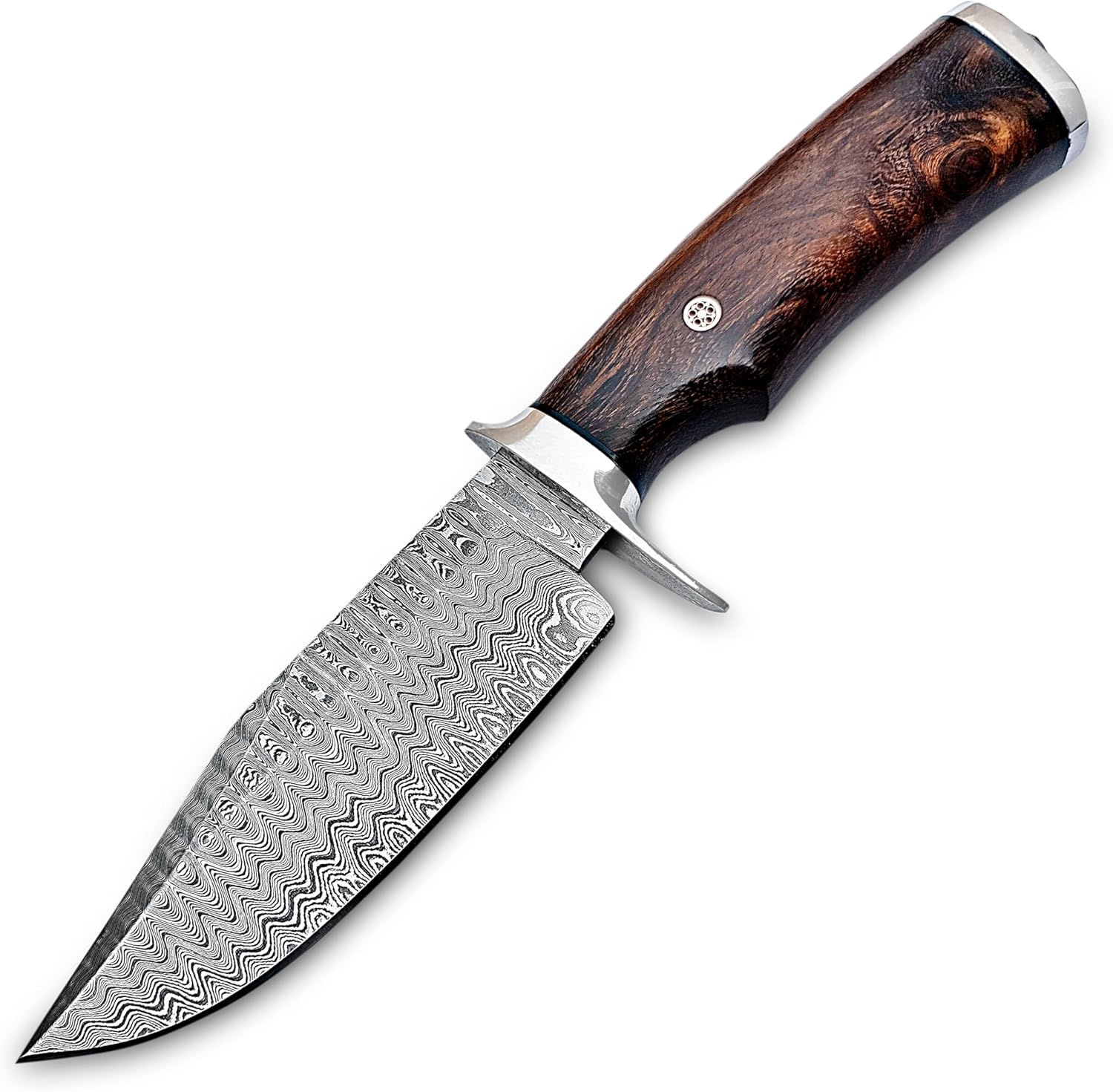 Handmade Damascus Hunting Knife  10 Inches Handmade Knife With Leather Sheath And Wood Handle 2