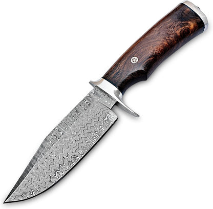 Handmade Damascus Hunting Knife  10 Inches Handmade Knife With Leather Sheath And Wood Handle 2