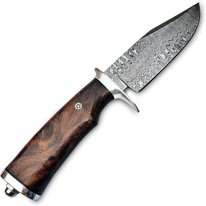 Handmade Damascus Hunting Knife  10 Inches Handmade Knife With Leather Sheath And Wood Handle 4