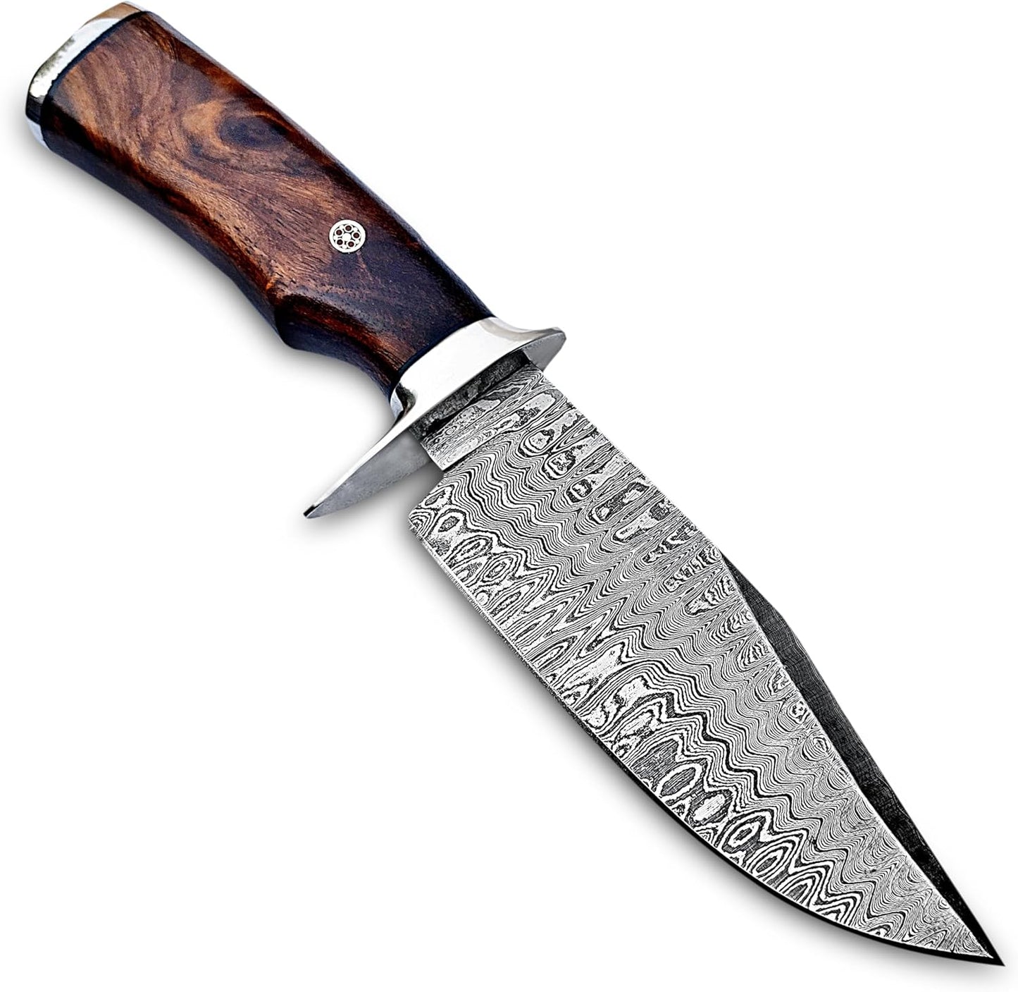 Handmade Damascus Hunting Knife  10 Inches Handmade Knife With Leather Sheath And Wood Handle 5