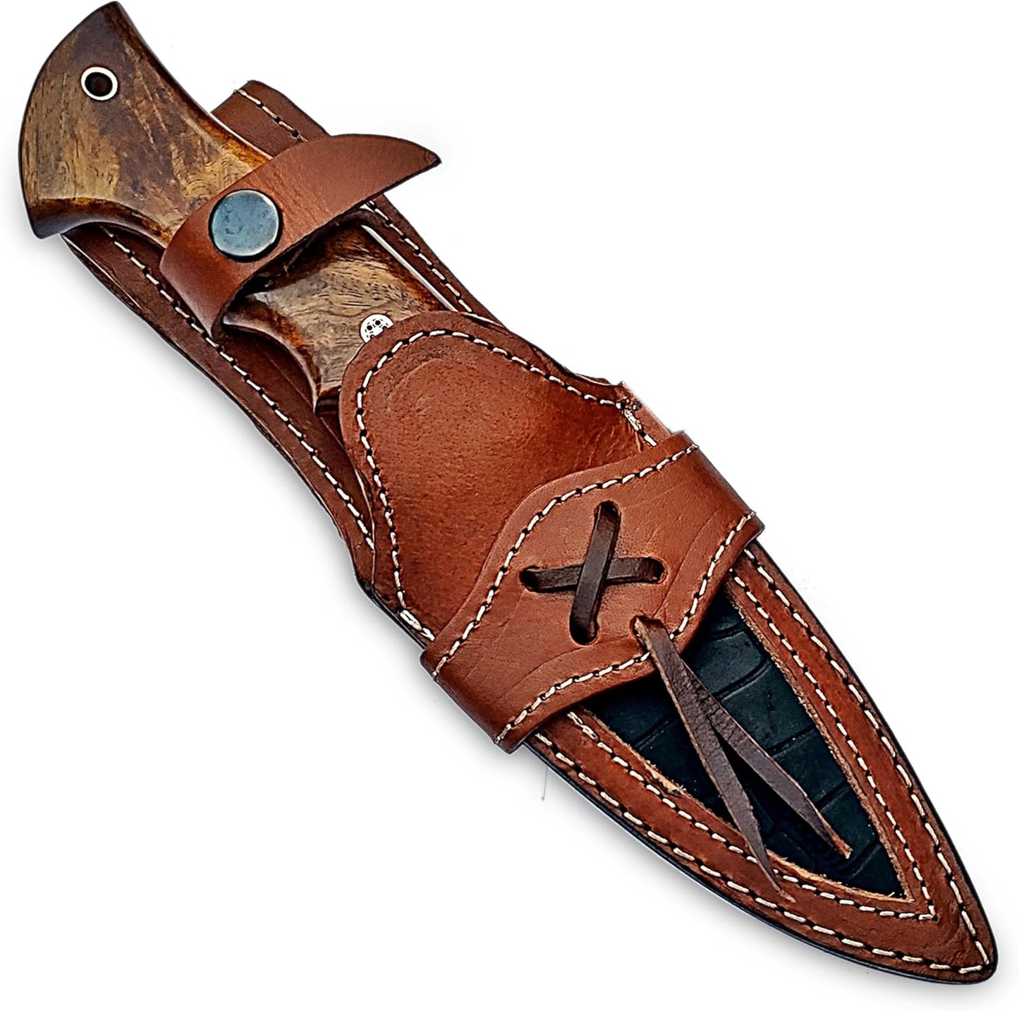 Handmade D2 Steel Hunting Knife  Bushcraft Fixed Blade Knife With Sheath And Horizontal Carry Wood  1