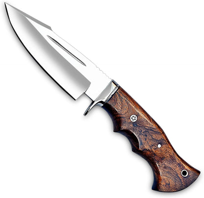 Handmade D2 Steel Hunting Knife  Bushcraft Fixed Blade Knife With Sheath And Horizontal Carry Wood  3