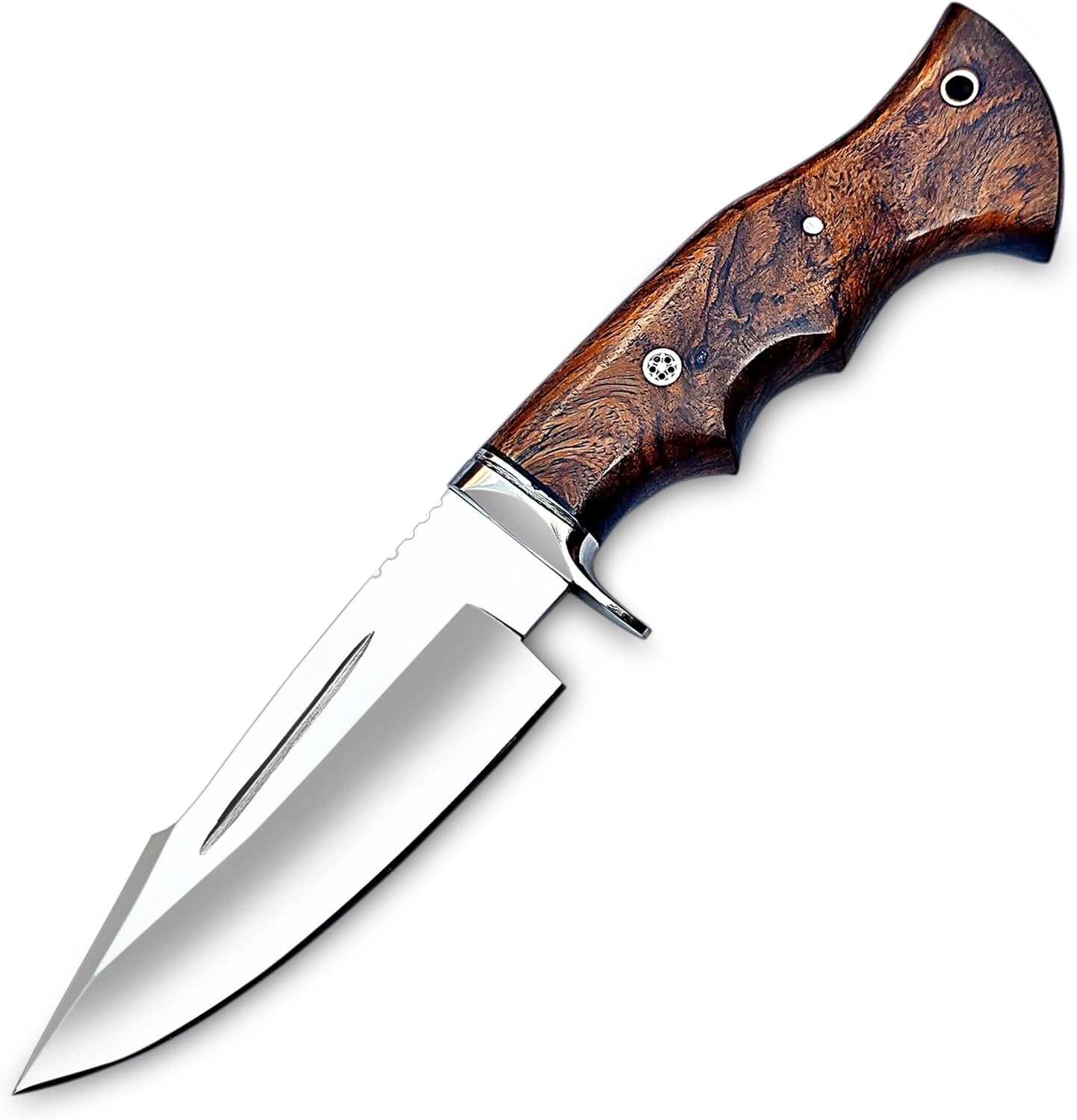 Handmade D2 Steel Hunting Knife  Bushcraft Fixed Blade Knife With Sheath And Horizontal Carry Wood  5