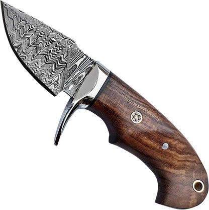 Handmade 6 Damascus Steel Neck Knife Rosewood Handle With Steel Guard And Leather Sheath Best EDC G 4